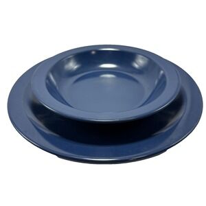 Texas Ware Melamine Plate and‎ Bowl Set Navy Blue Vintage Stacking